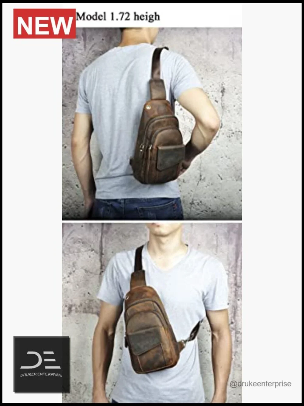 Genuine Leather Crossbody Sling Backpack Outdoor Hiking Travel Bag
